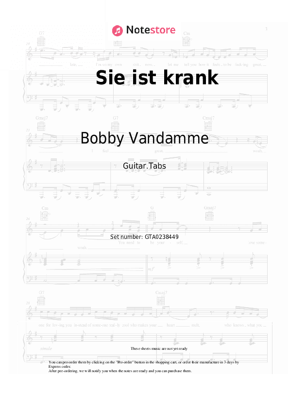 Sie ist krank - Bobby Vandamme Tabs - Guitar.Tabs
