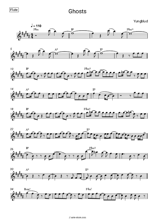 Ghosts - Yungblud Flute Sheet Music - Flute