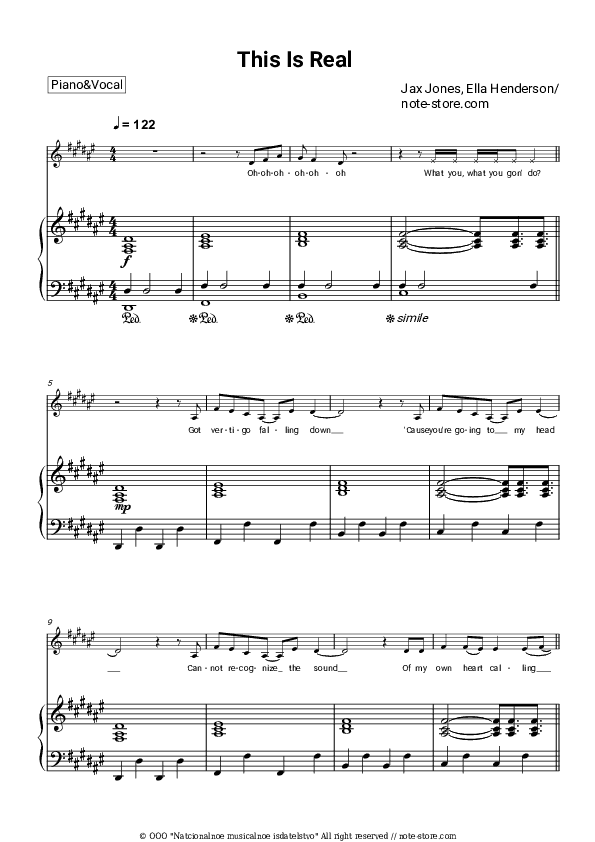 This Is Real - Jax Jones, Ella Henderson Piano Sheet Music with the Voice part - Piano&Vocal