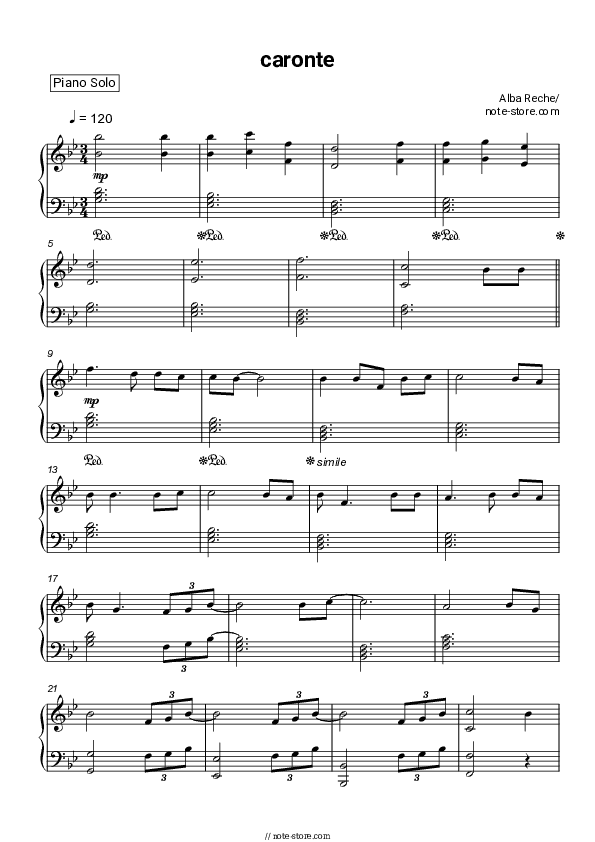 caronte - Alba Reche Piano Sheet Music - Piano.Solo