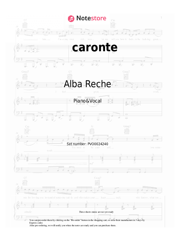 caronte - Alba Reche Piano Sheet Music with the Voice part - Piano&Vocal