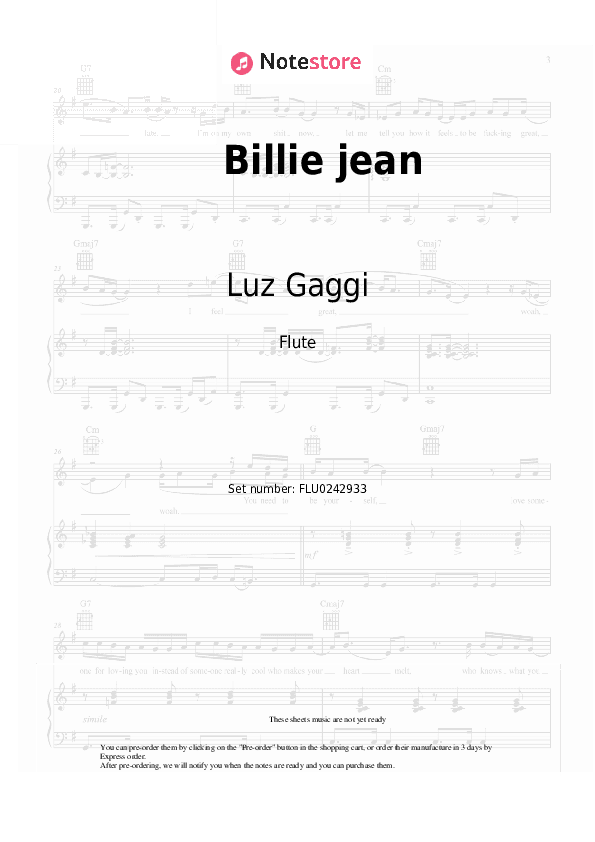 Billie jean - Luz Gaggi Flute Sheet Music - Flute