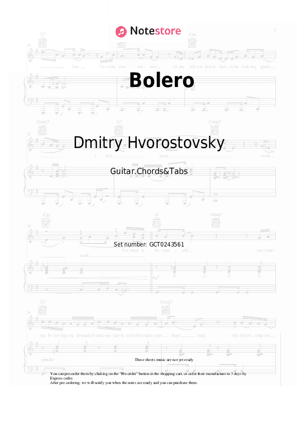 Bolero - Dmitry Hvorostovsky Chords and Tabs - Guitar.Chords&Tabs