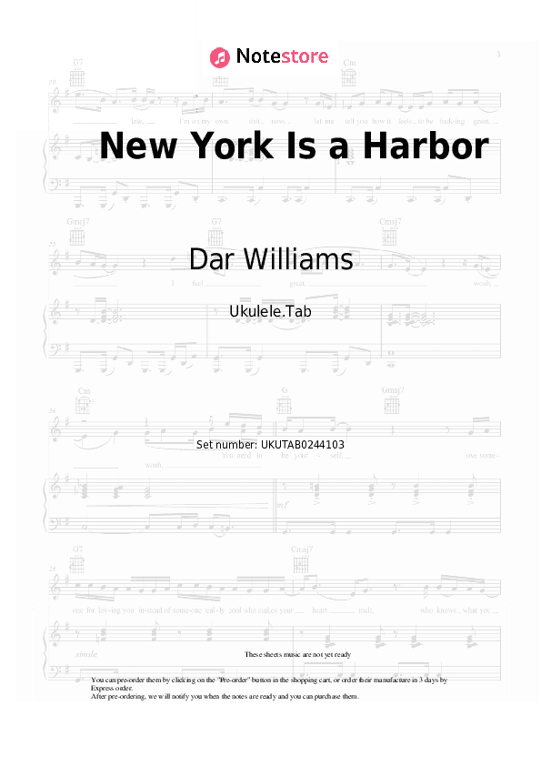 New York Is a Harbor - Dar Williams Sheet Music - Ukulele.Tab