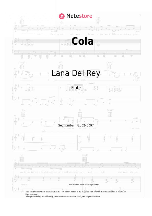 Cola - Lana Del Rey Flute Sheet Music - Flute