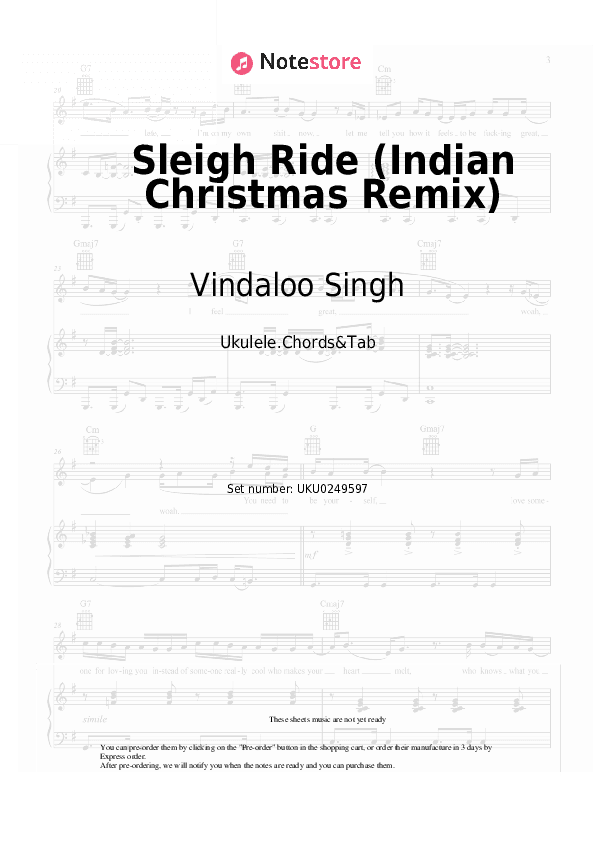 Sleigh Ride (Indian Christmas Remix) - Vindaloo Singh Ukulele Sheet Music - Ukulele.Chords&Tab