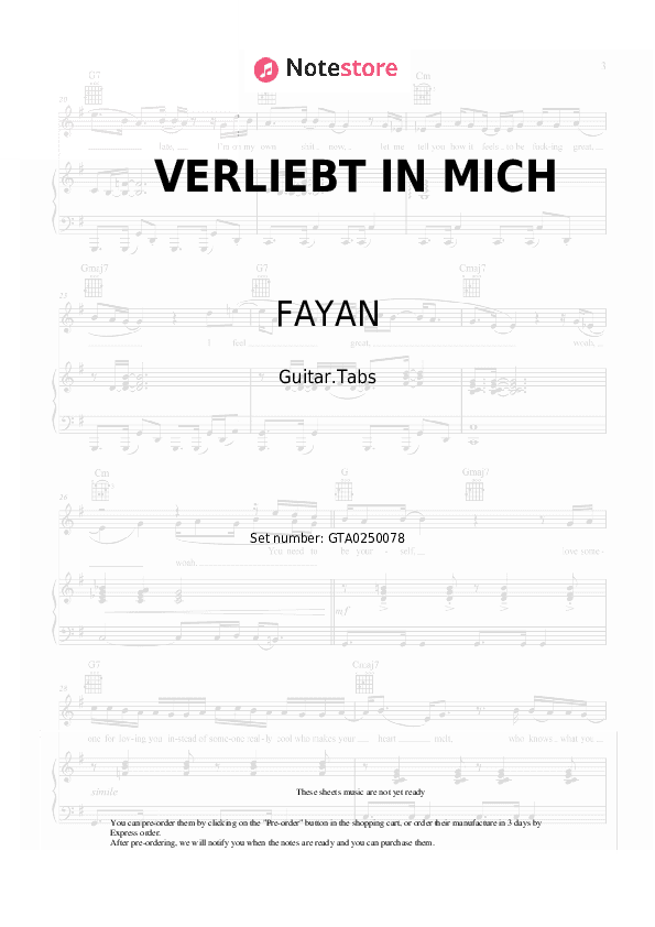 VERLIEBT IN MICH - FAYAN, Dalton Tabs - Guitar.Tabs