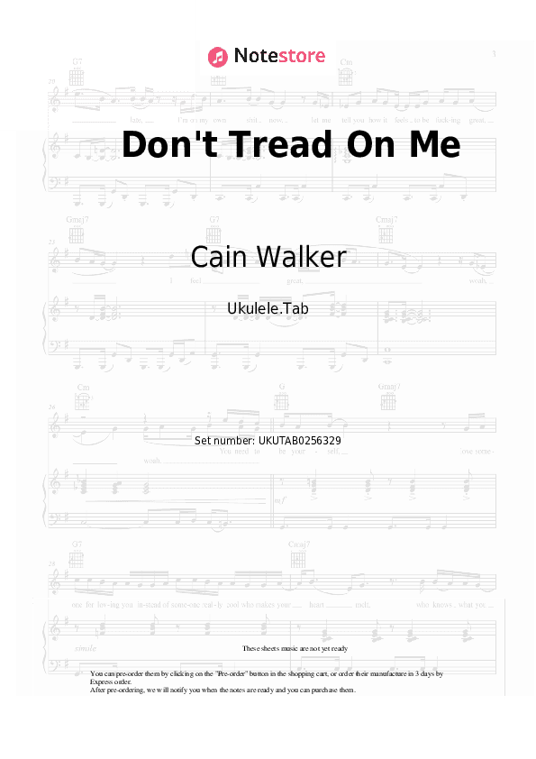 Don't Tread On Me - Cain Walker Sheet Music - Ukulele.Tab