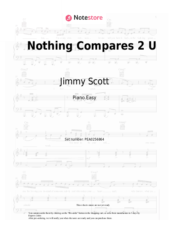 Nothing Compares 2 U - Jimmy Scott Piano Sheet Music Easy - Piano.Easy