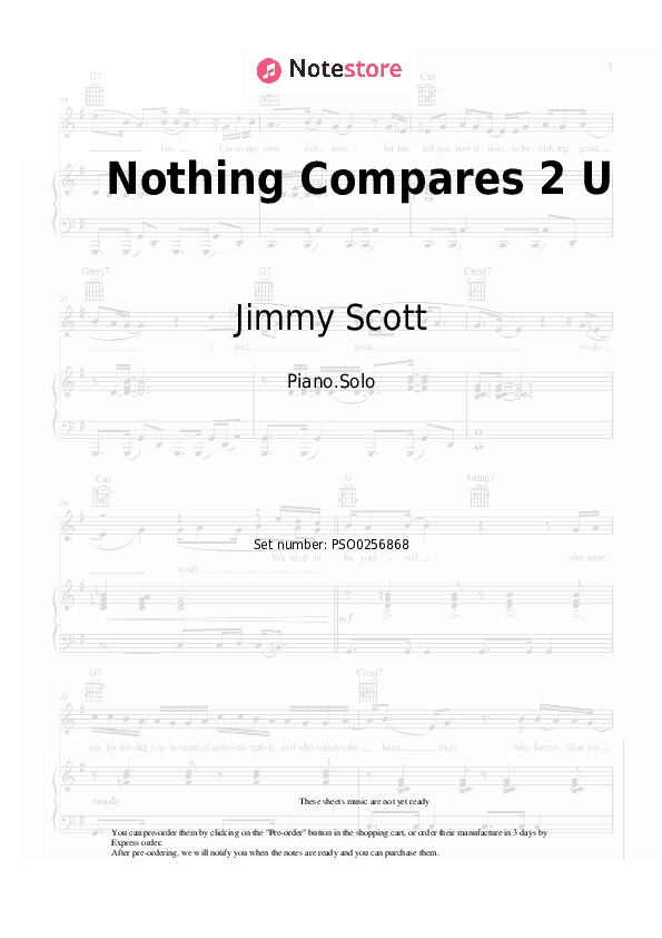 Nothing Compares 2 U - Jimmy Scott Piano Sheet Music - Piano.Solo