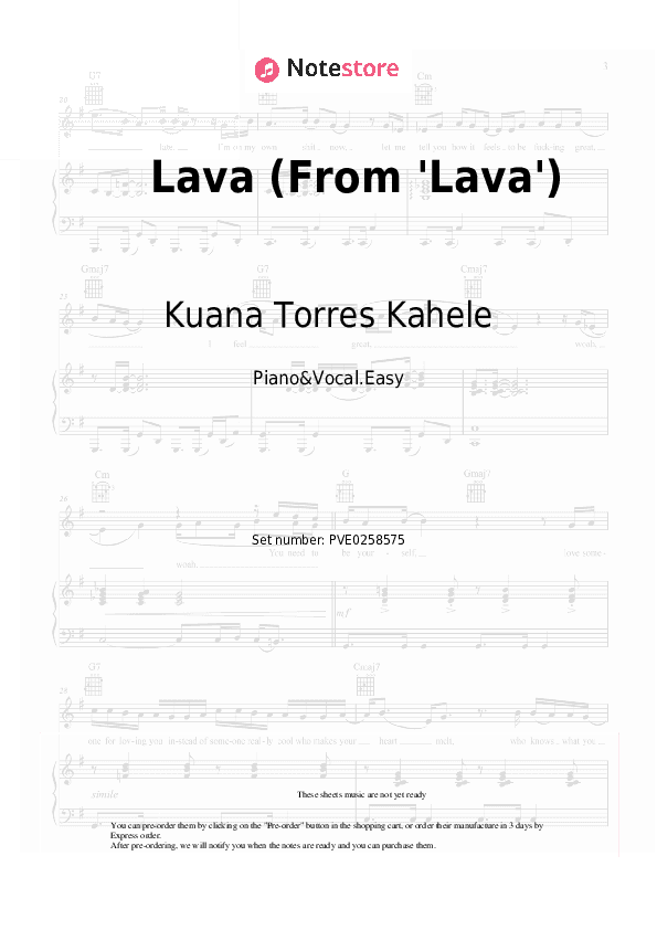 Lava (From 'Lava') - Kuana Torres Kahele, Napua Greig, James Ford Murphy Piano Sheet Music Easy and Vocal - Piano&Vocal.Easy