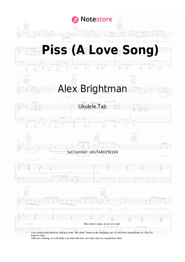Piss (A Love Song) - Alex Brightman, Krystina Alabado, Blake Roman, Sam Haft, Andrew Underberg Sheet Music - Ukulele.Tab
