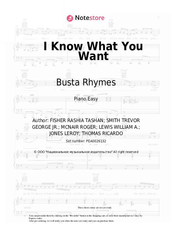 I Know What You Want - Busta Rhymes, Mariah Carey Piano Sheet Music Easy - Piano.Easy