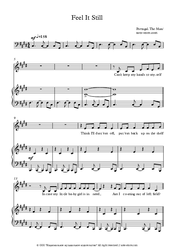 Feel It Still - Portugal. The Man Piano Sheet Music with the Voice part - Piano&Vocal