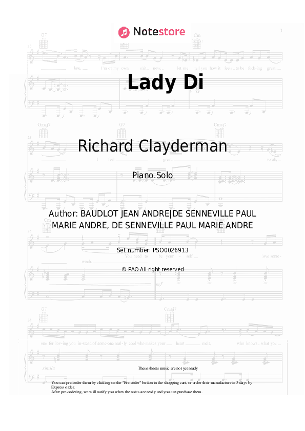 Lady Di - Richard Clayderman Piano Sheet Music - Piano.Solo
