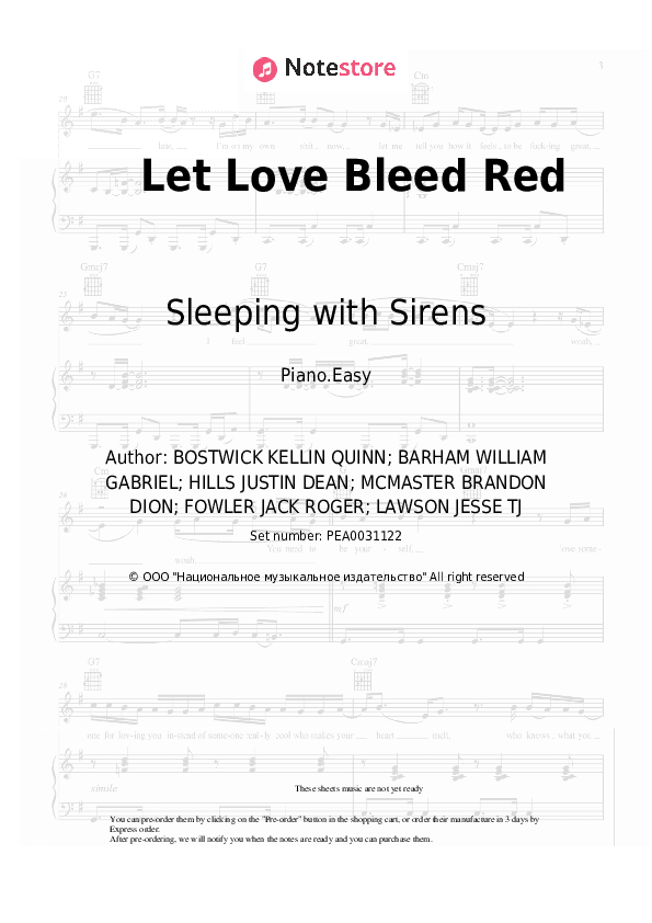 Let Love Bleed Red - Sleeping with Sirens Piano Sheet Music Easy - Piano.Easy
