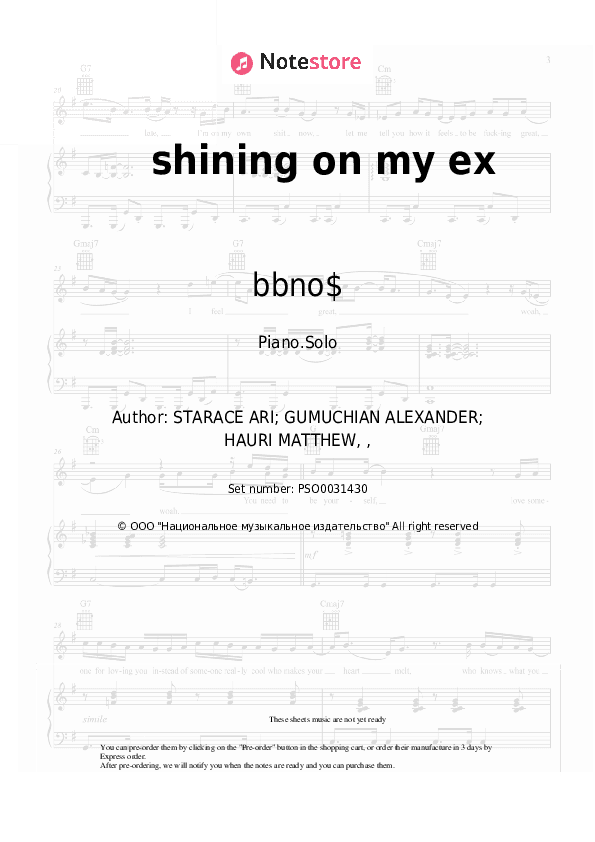 shining on my ex - bbno$, Yung Gravy Piano Sheet Music - Piano.Solo