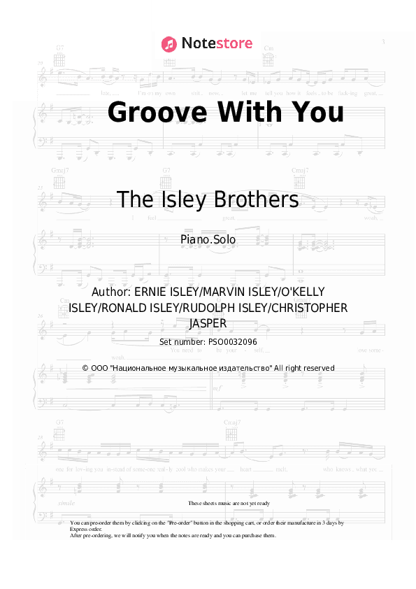 Groove With You - The Isley Brothers Piano Sheet Music - Piano.Solo