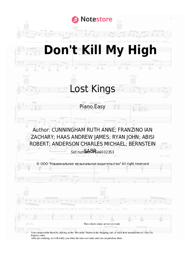 Don't Kill My High - Lost Kings, Wiz Khalifa, Social House Piano Sheet Music Easy - Piano.Easy