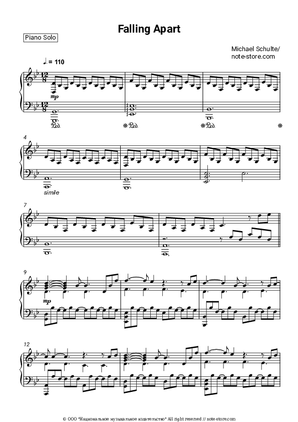 Falling Apart - Michael Schulte Piano Sheet Music - Piano.Solo