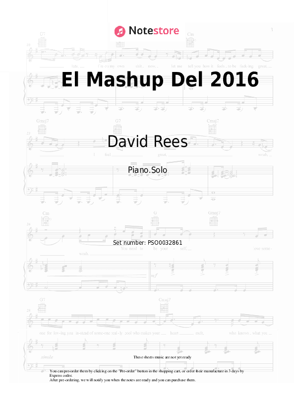 El Mashup Del 2016 - David Rees, Bely Basarte Piano Sheet Music - Piano.Solo