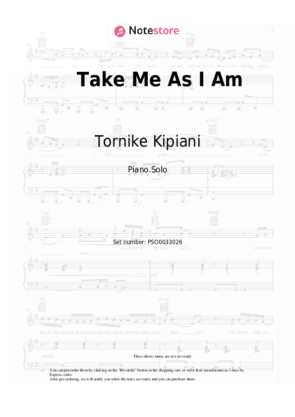 Take Me As I Am - Tornike Kipiani Piano Sheet Music - Piano.Solo