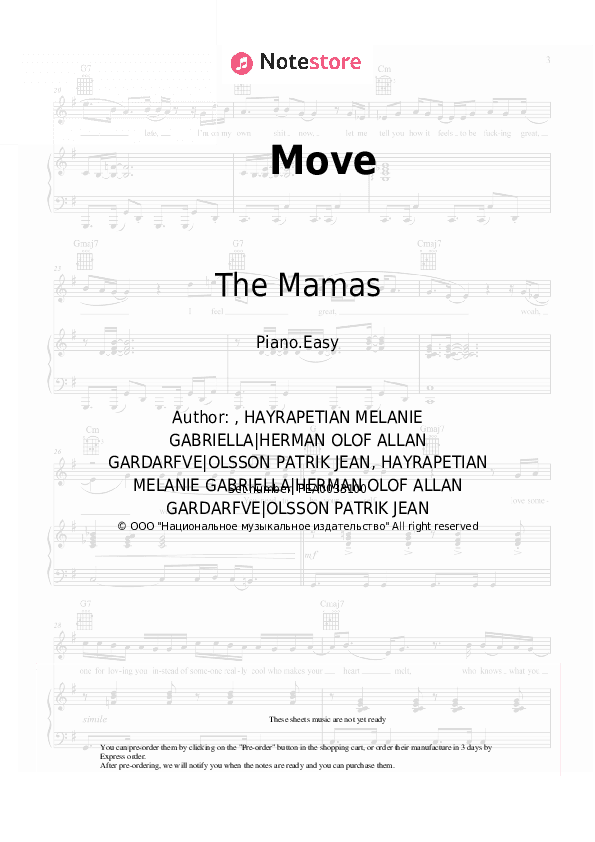 Move - The Mamas Piano Sheet Music Easy - Piano.Easy