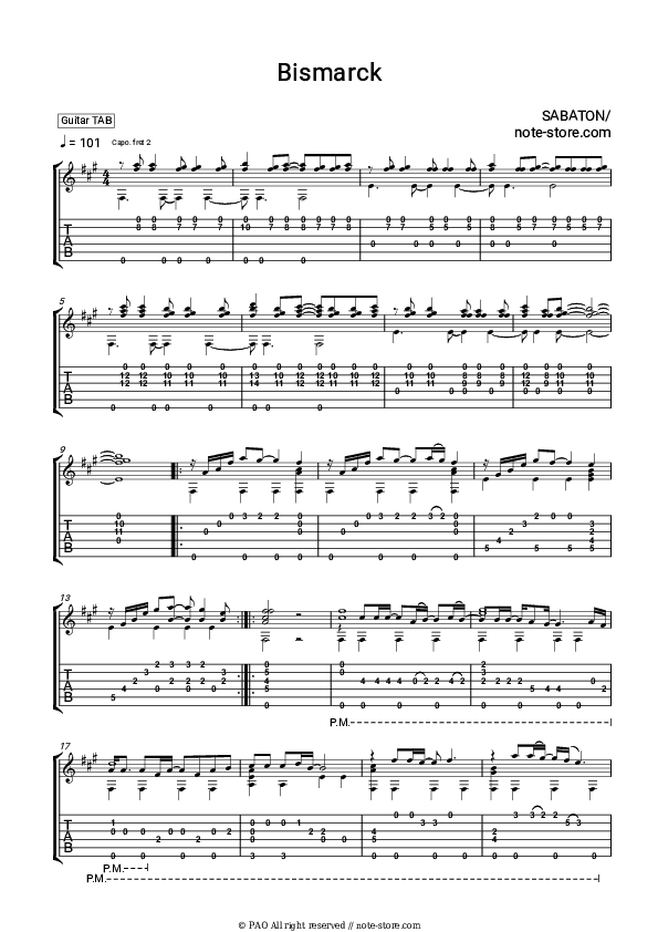 Bismarck - Sabaton Tabs - Guitar.Tabs