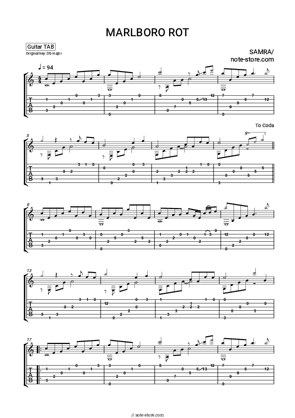 Marlboro Rot - Samra Tabs - Guitar.Tabs