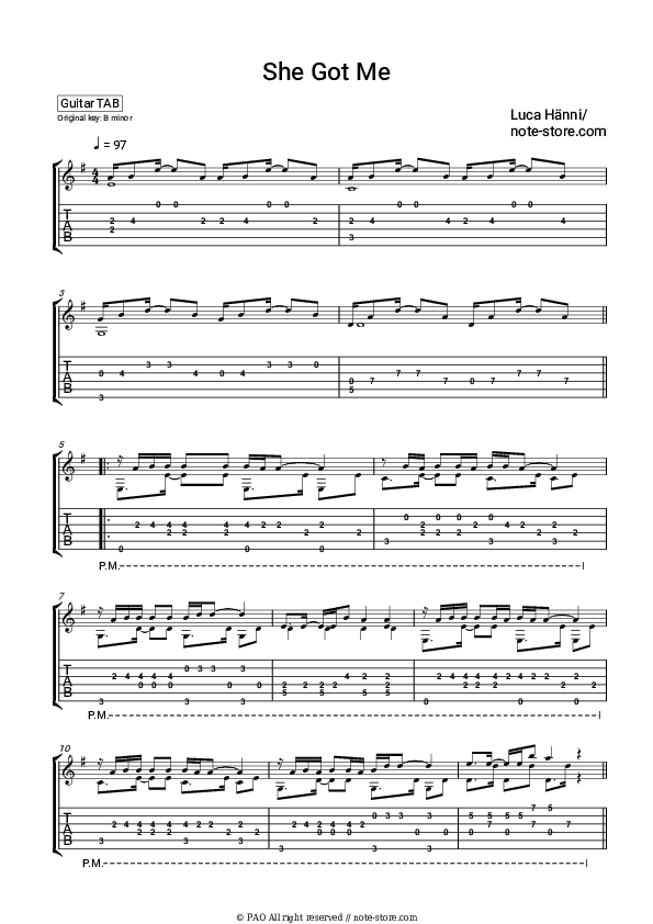She Got Me - Luca Hänni Tabs - Guitar.Tabs