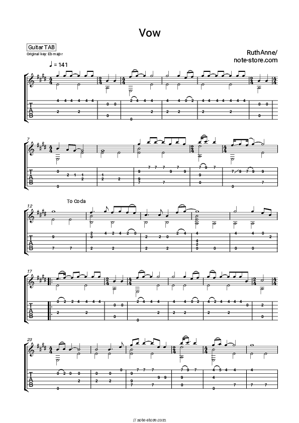 The Vow - RuthAnne Tabs - Guitar.Tabs