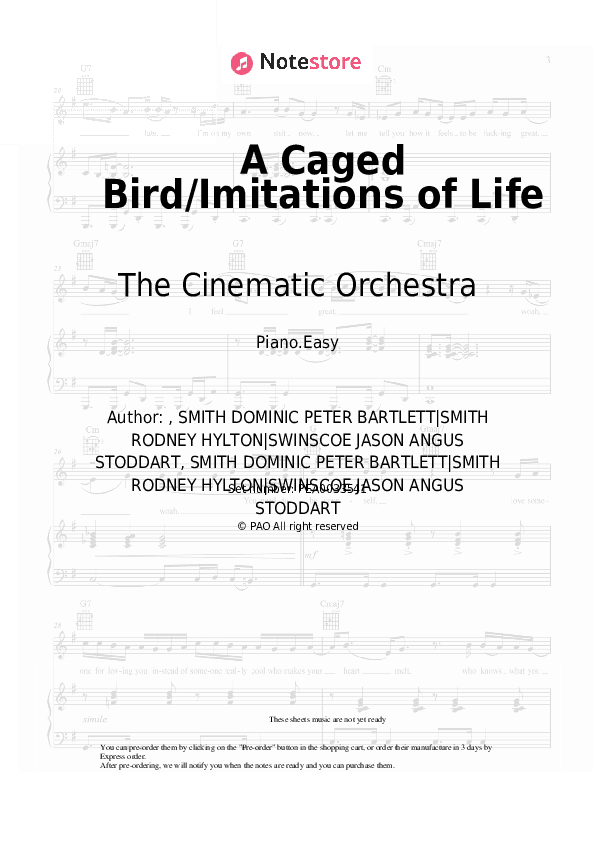 A Caged Bird/Imitations of Life - The Cinematic Orchestra Piano Sheet Music Easy - Piano.Easy