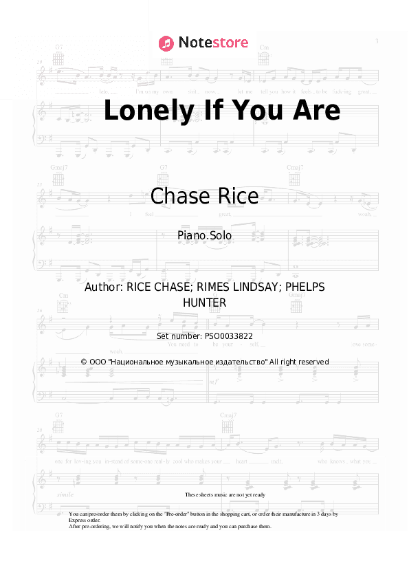 Lonely If You Are - Chase Rice Piano Sheet Music - Piano.Solo