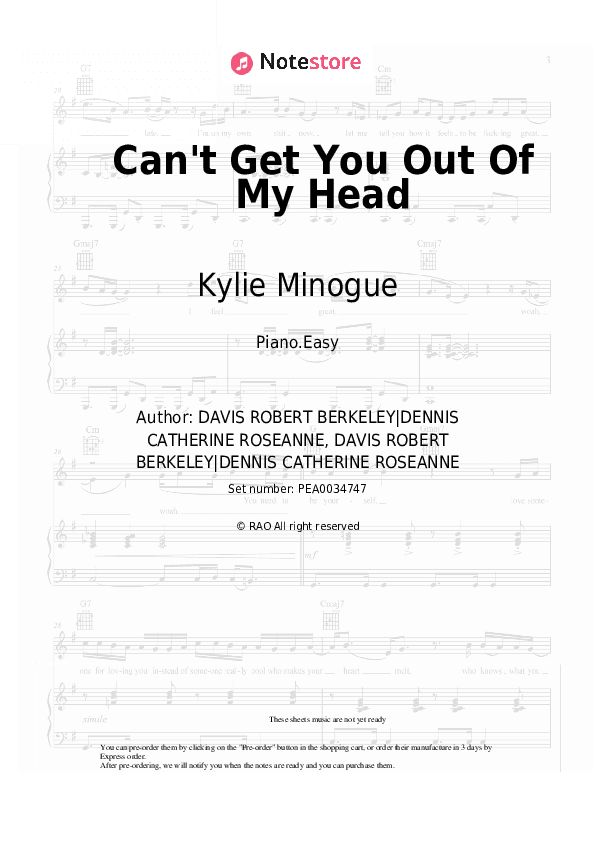 Can't Get You Out Of My Head - Kylie Minogue Piano Sheet Music Easy - Piano.Easy