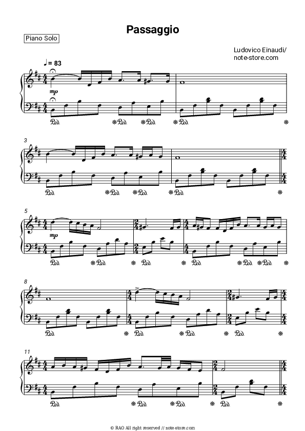 Passagio - Ludovico Einaudi Piano Sheet Music - Piano.Solo