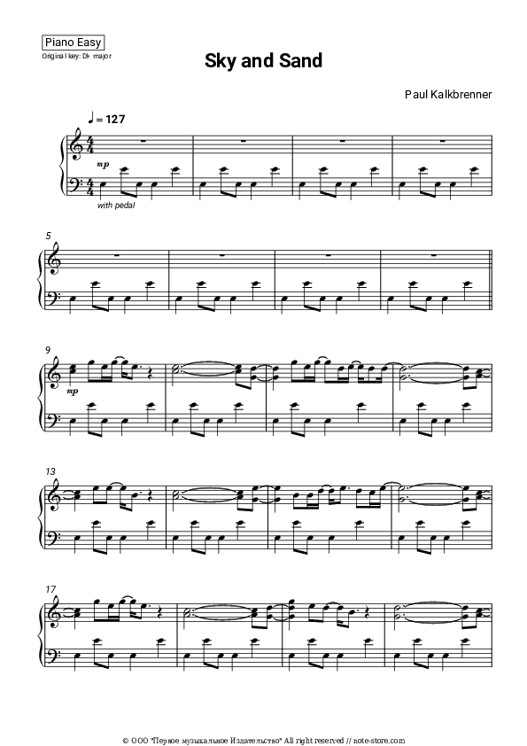 Sky and Sand - Paul Kalkbrenner Piano Sheet Music Easy - Piano.Easy
