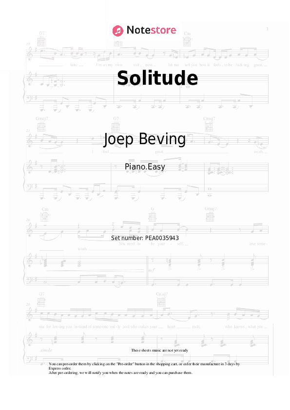 Solitude - Joep Beving Piano Sheet Music Easy - Piano.Easy