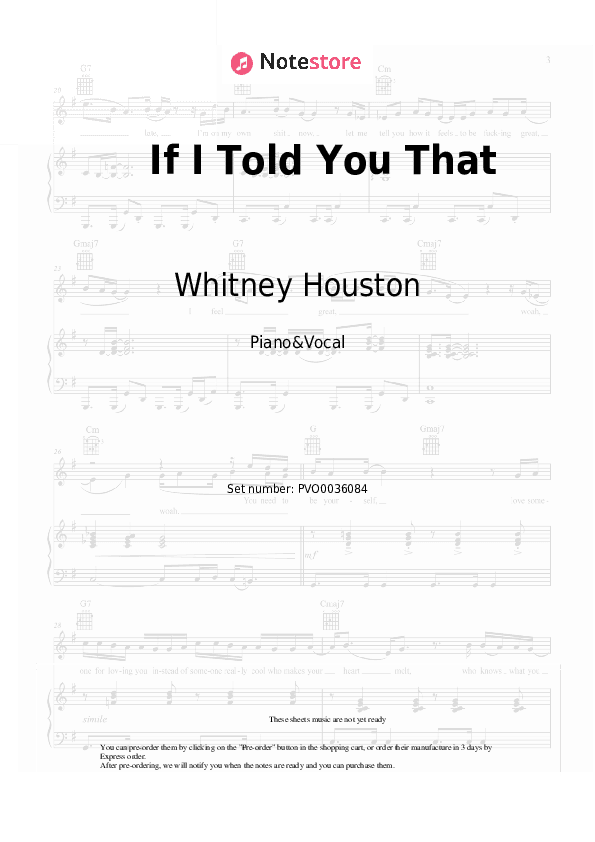 If I Told You That - Whitney Houston, George Michael Piano Sheet Music with the Voice part - Piano&Vocal