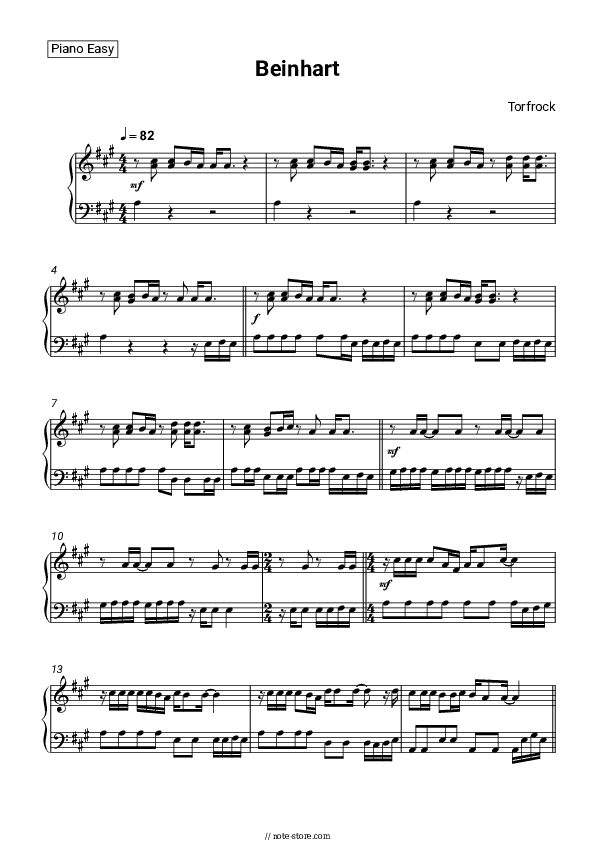 Beinhart - Torfrock Piano Sheet Music Easy - Piano.Easy