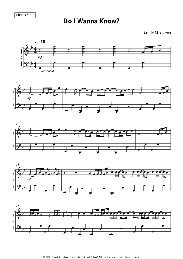 Do I Wanna Know? - Arctic Monkeys Piano Sheet Music - Piano.Solo