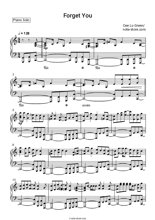 Forget You (Ce Lo Green) - Sound Therapy Piano Sheet Music - Piano.Solo