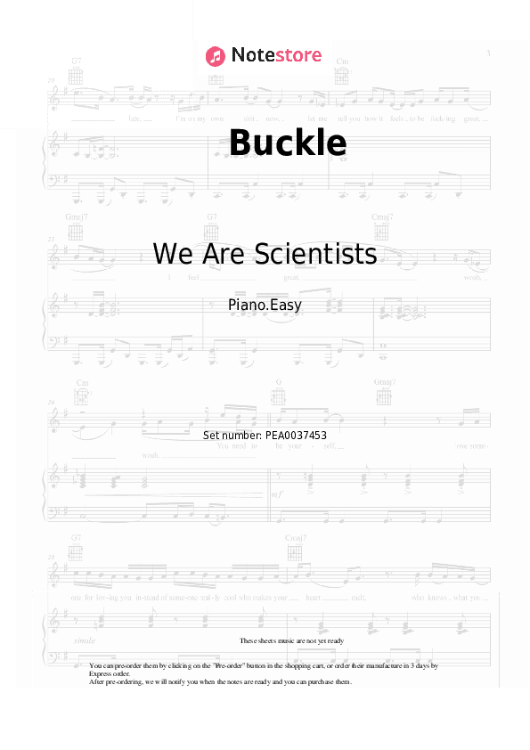 Buckle - We Are Scientists Piano Sheet Music Easy - Piano.Easy