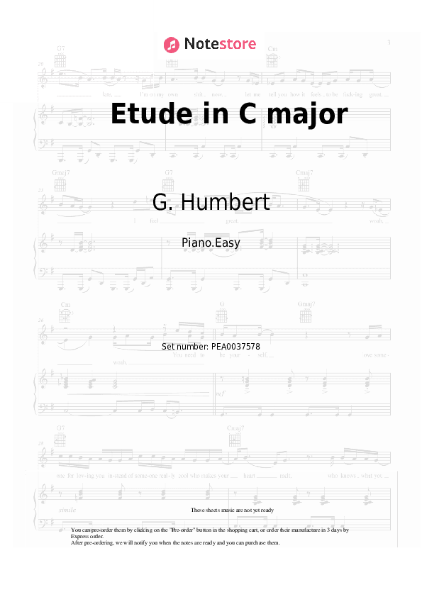 Etude in C major - G. Humbert Piano Sheet Music Easy - Piano.Easy