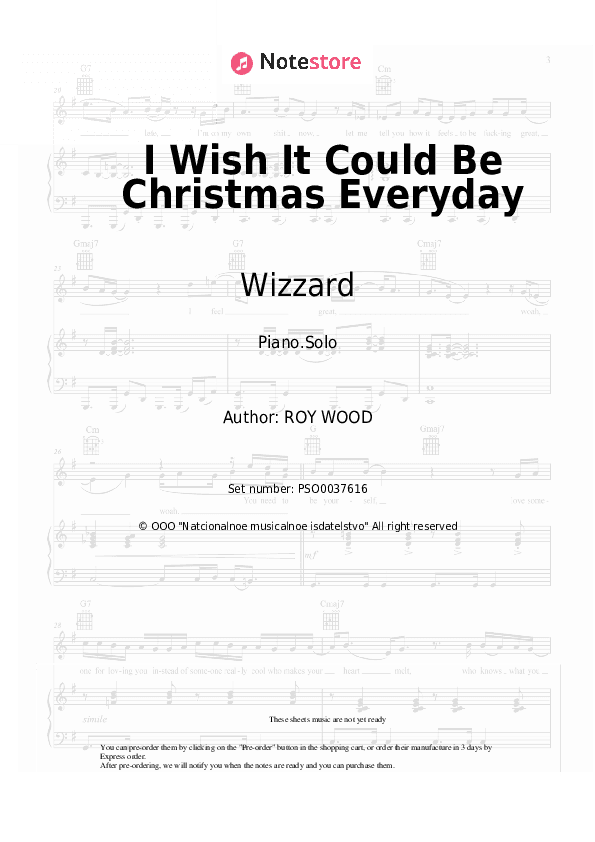 I Wish It Could Be Christmas Everyday - Wizzard Piano Sheet Music - Piano.Solo