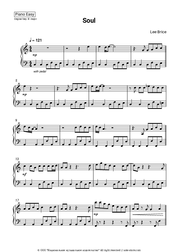 Soul - Lee Brice Piano Sheet Music Easy - Piano.Easy
