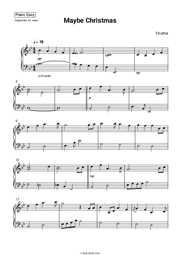 Maybe Christmas - Yiruma Piano Sheet Music Easy - Piano.Easy