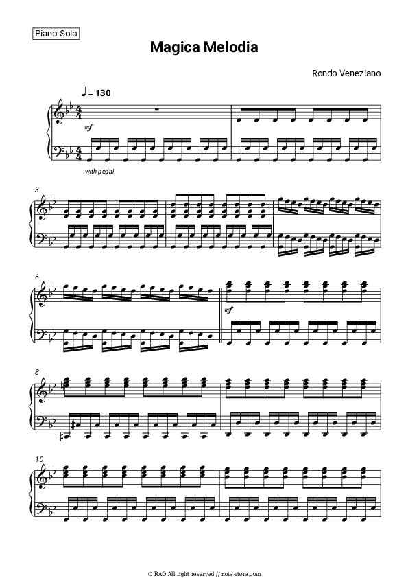 Magica Melodia - Rondo Veneziano Piano Sheet Music - Piano.Solo
