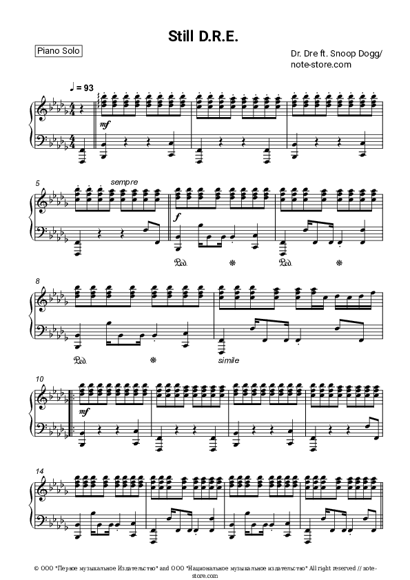 Still D.R.E. - Dr. Dre, Snoop Dogg Piano Sheet Music - Piano.Solo