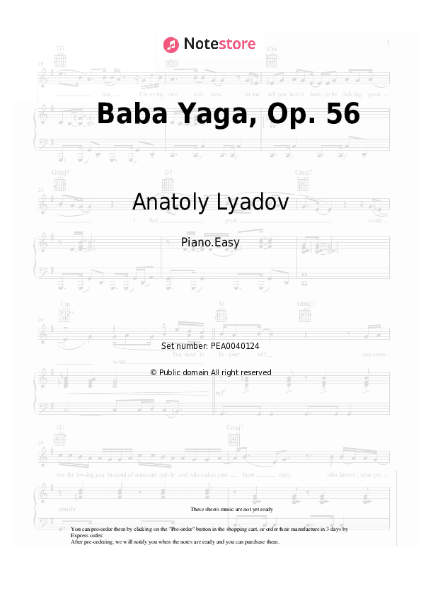 Baba Yaga, Op. 56 - Anatoly Lyadov Piano Sheet Music Easy - Piano.Easy
