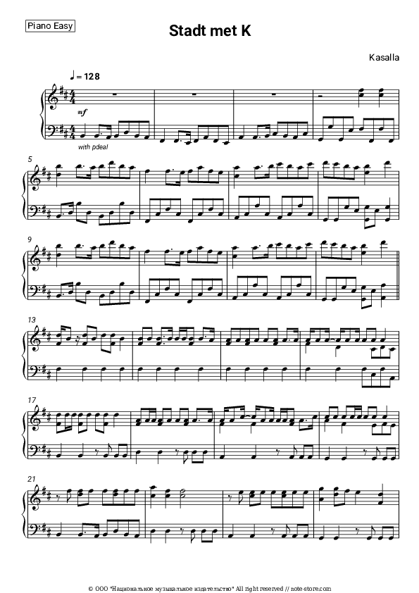 Stadt met K - Kasalla Piano Sheet Music Easy - Piano.Easy